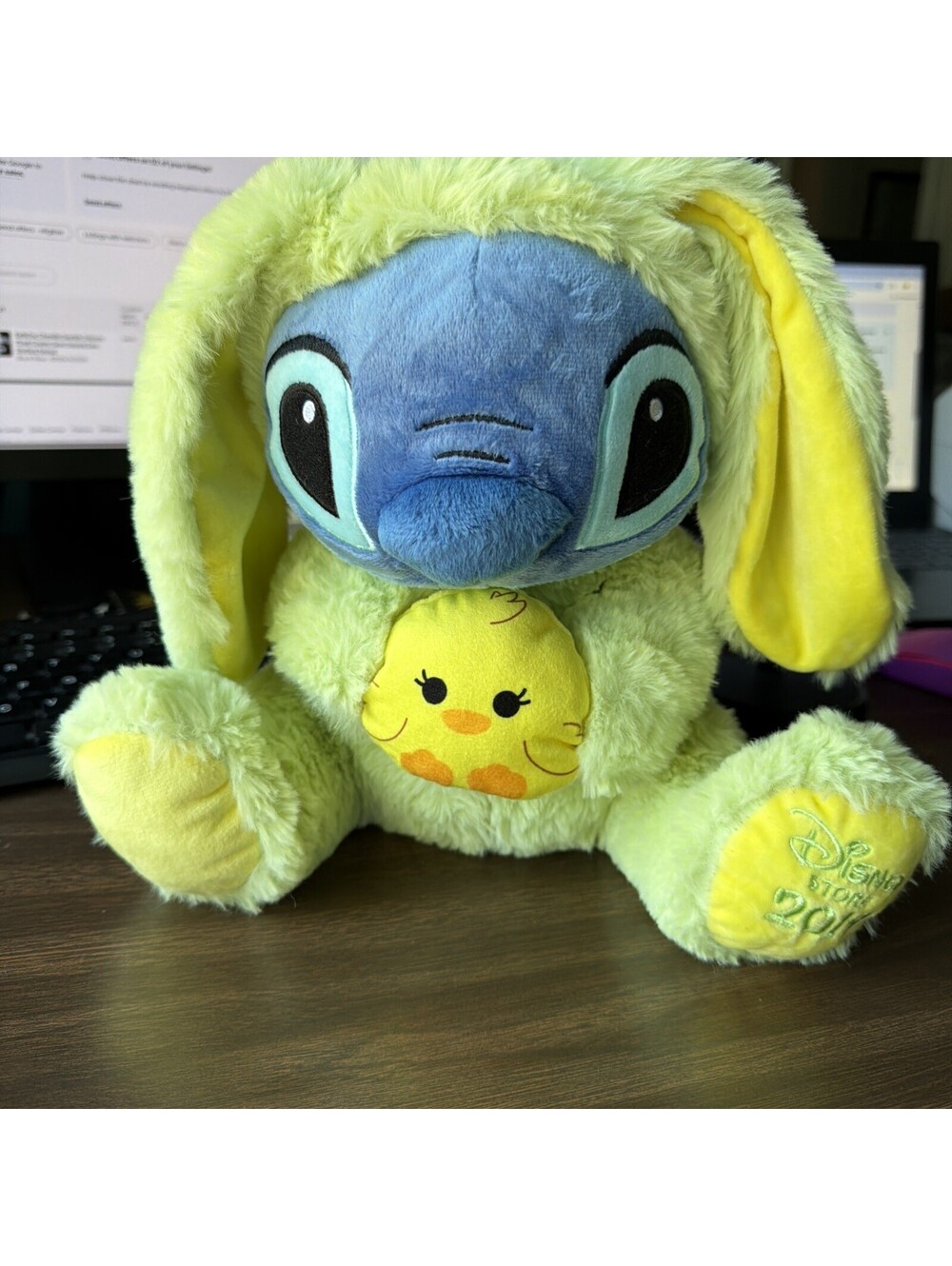 Disney 2019 Easter Bunny Lilo & Stitch Green Stuffed Animal Plush Toy Size: 11"